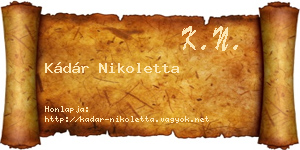 Kádár Nikoletta névjegykártya